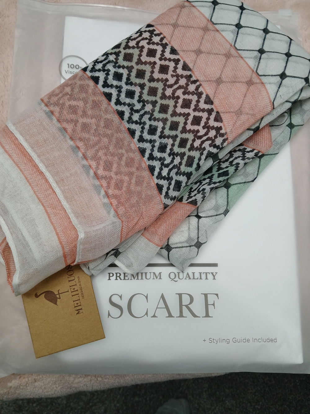 Light Coral Patterned Scarf